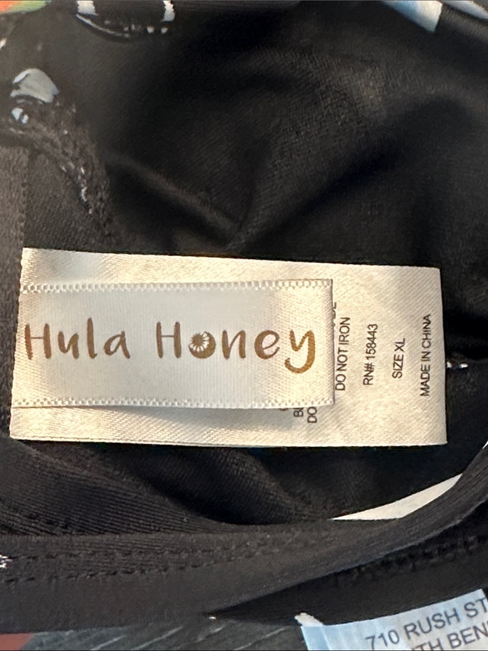 Hula Honey Black Swim Bralette with Cream and Blue Accents(top only) - Picture 2 of 4